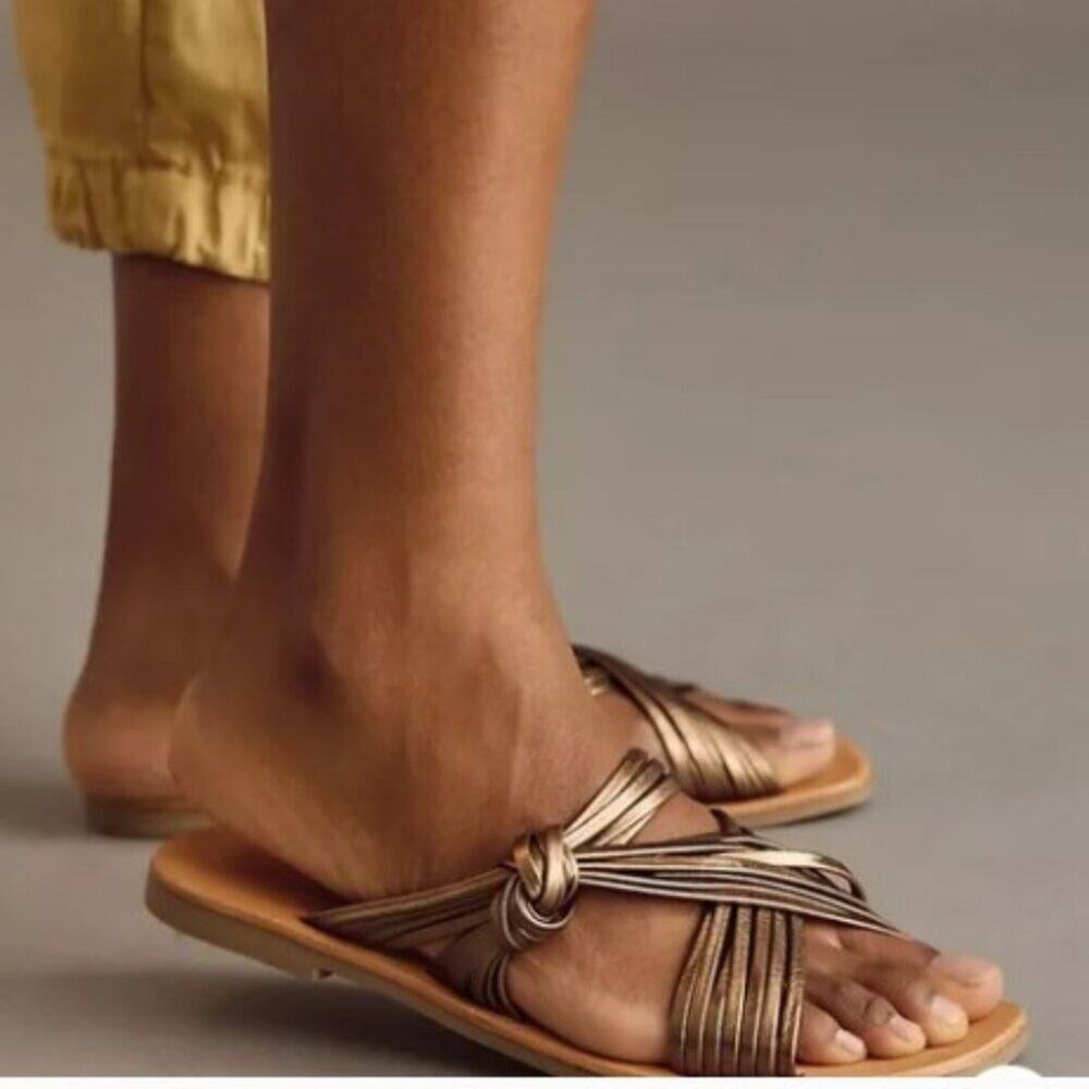 NEW Anthropologie Matisse Mystic Sandals Vacation Slides Boho Bronze Brown 6M